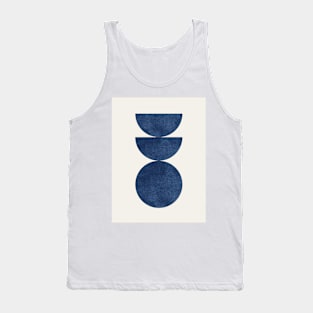 Woodblock Blue Navy Tank Top